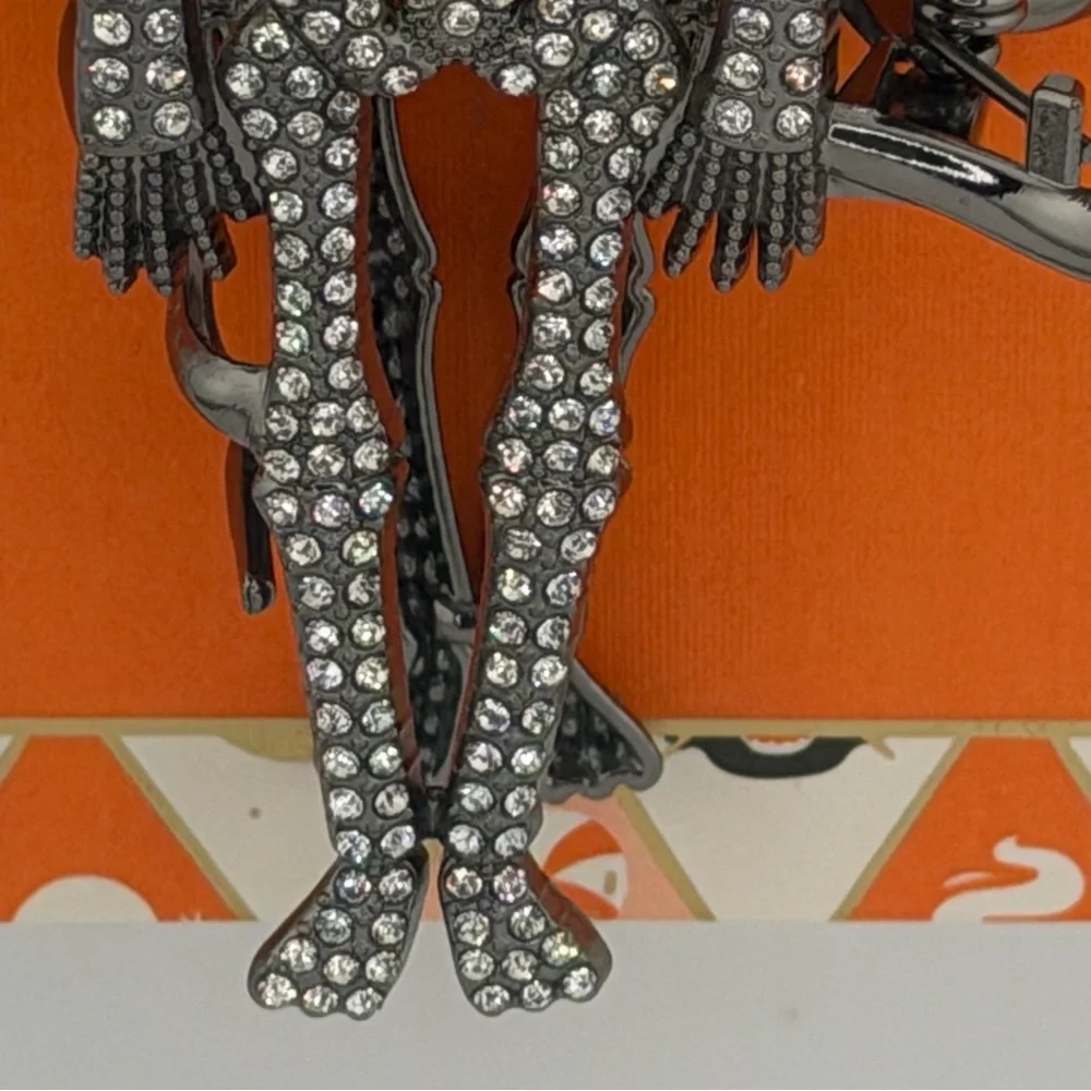 Piper K Halloween Skeleton Hair Claw Clip Silver Tone Rhinestones